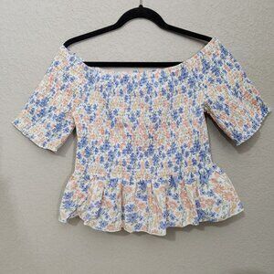 Blakeley Top Floral Smocked Off-Shoulder Ruffle Hem Size 2X